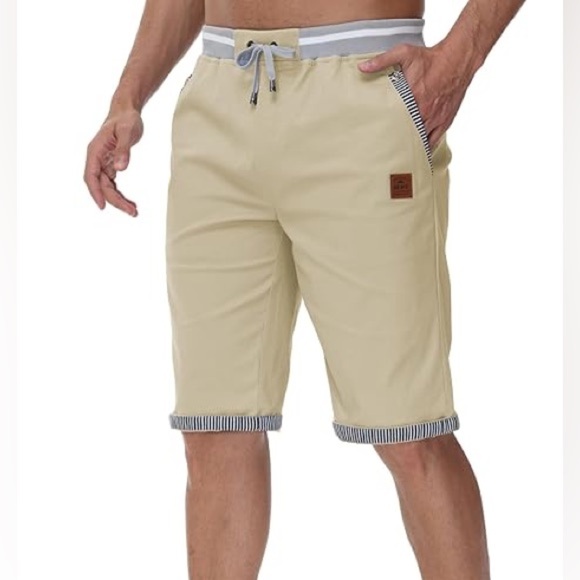 Fashion Styles News Mens Golf Chino Shorts XL Elastic Waist Tan Drawstrings - Picture 1 of 11